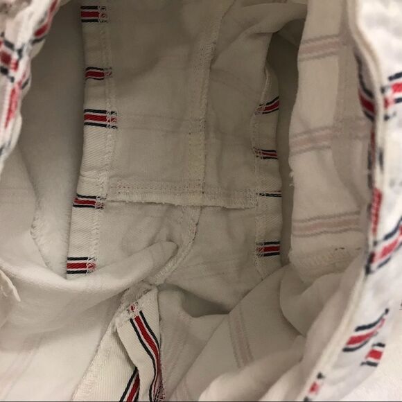 PacSun Women's 26 Pinstripe Mom Shorts White Denim Nautical Preppy Fisherman - Picture 3 of 9